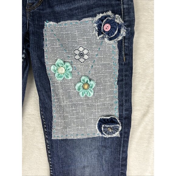 Silver Jeans Toni Women’s 27 Custom Lace Flower Modified Hippie Boho Floral - Picture 2 of 16